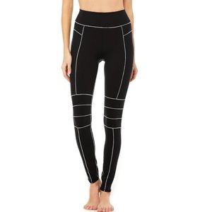 ALO Yoga | Pants u0026 Jumpsuits | Alo Yoga Black Leggings With White Stitching  | Poshmark